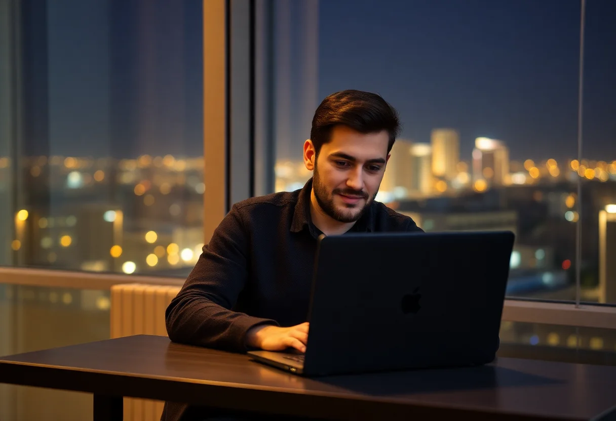 Masanın üzerinde laptop ve not defteri ile bütçe planlaması yapan bir kişi